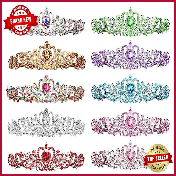 10-Piece Rhinestone Tiara Set with Combs for Parties & Weddings main image 7